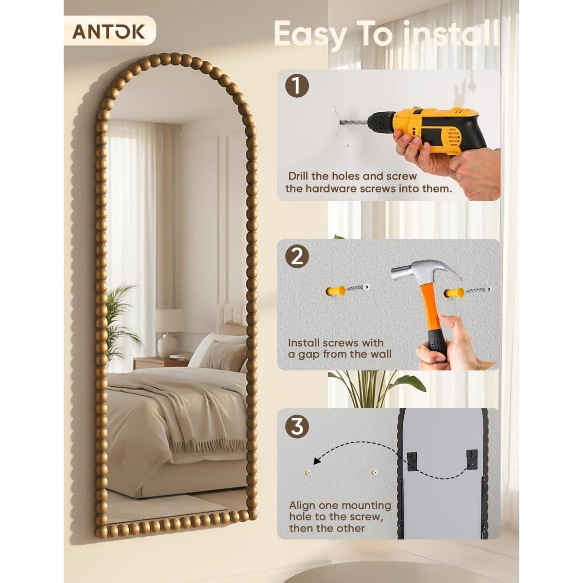 Ganzkörperspiegel 193x86 cm – Arch Design, Stand- & Wandspiegel
