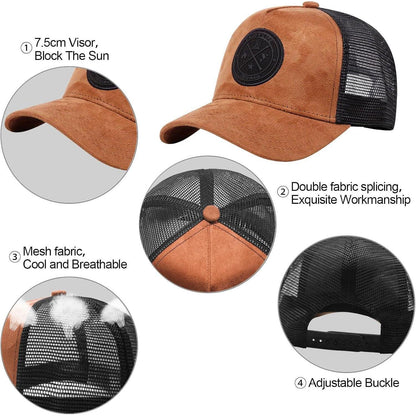 Herren Baseballkappe Einstellbar Braun | Sportlicher Sommerhut mit Mesh Rückseite