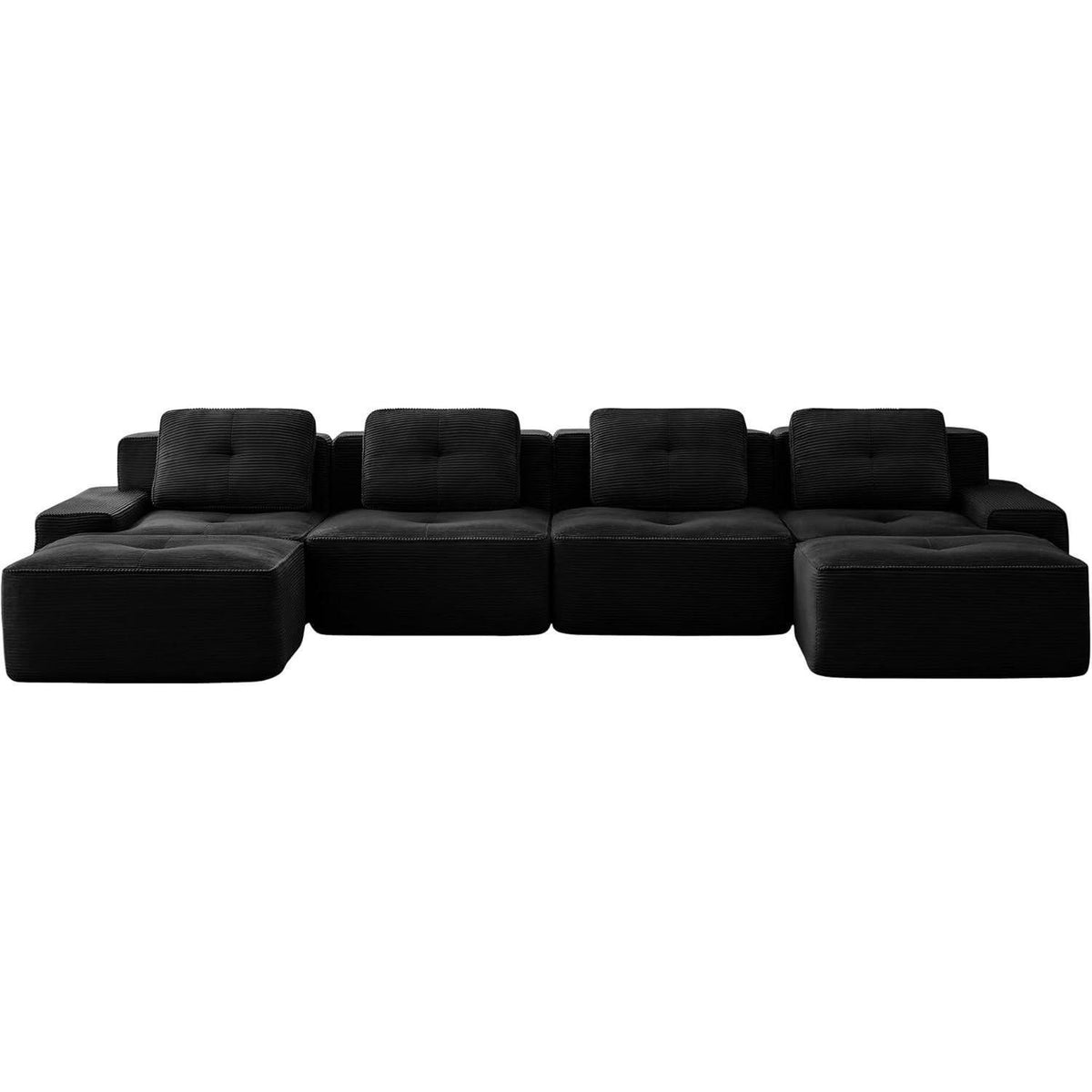 Modularer Cord-Ecksofa 4-Sitzer mit Hockern & Tiefsitz