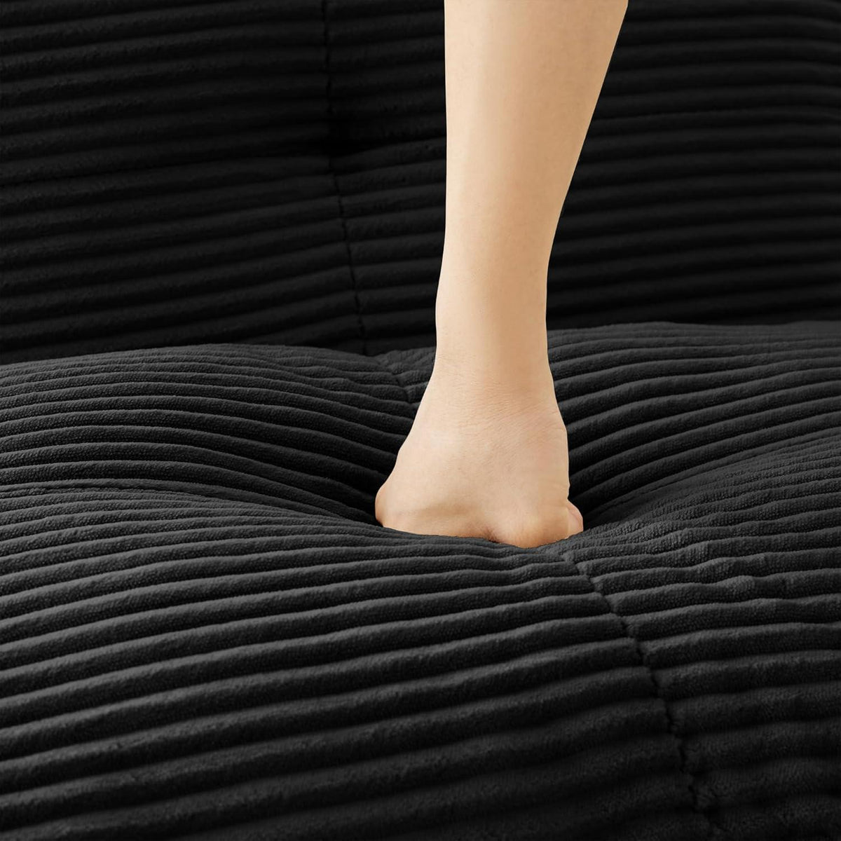 Modularer Cord-Ecksofa 4-Sitzer mit Hockern & Tiefsitz