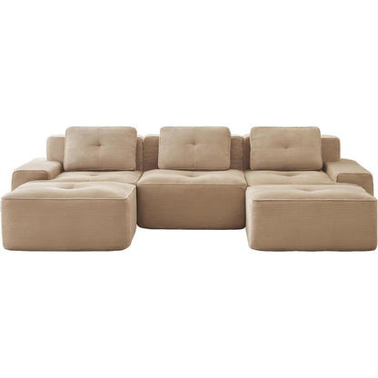 Modulares Cord Sofa 2-Sitzer + Hocker – Tiefsitz & Flexibel