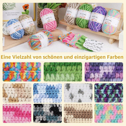 Farbverlauf Wolle Set 12x50g | Weiche Babywolle zum Stricken & Häkeln