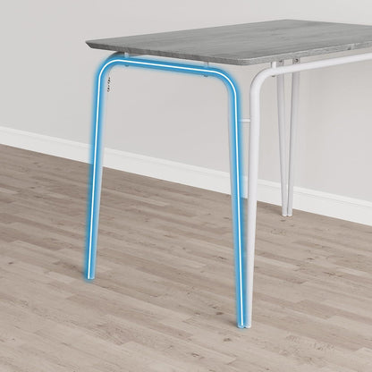 Esszimmer Set Grau-Weiß: Tisch + 4 Stühle für Küche & Wohnzimmer