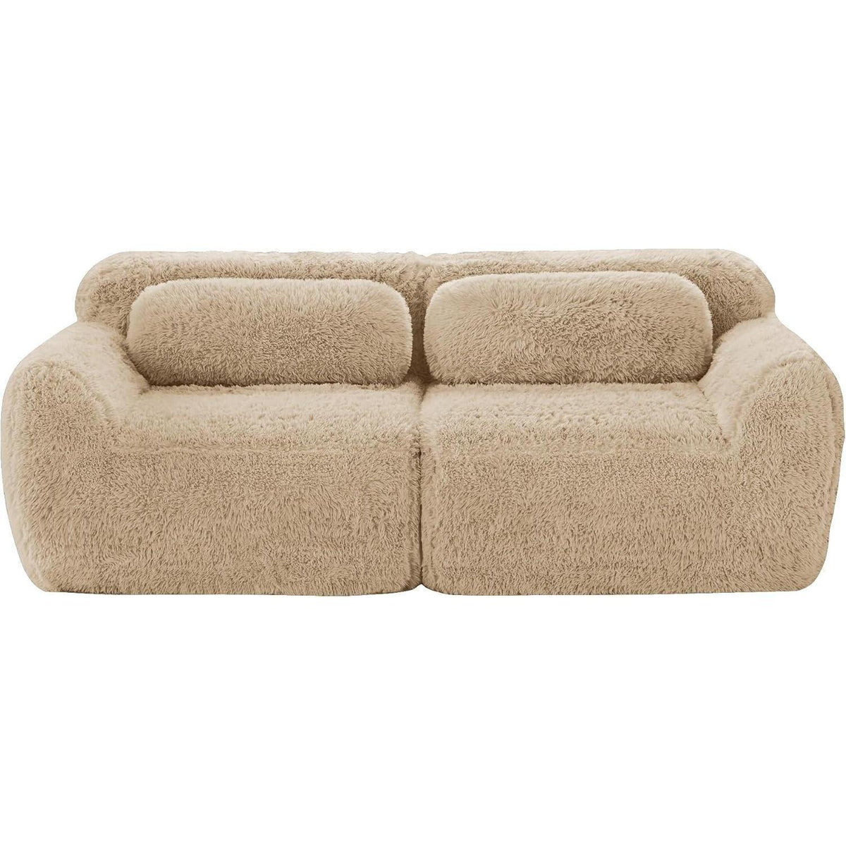 2-Sitzer Sofa Modular, Hellkhaki | Kein Aufbau, Plüschstoff