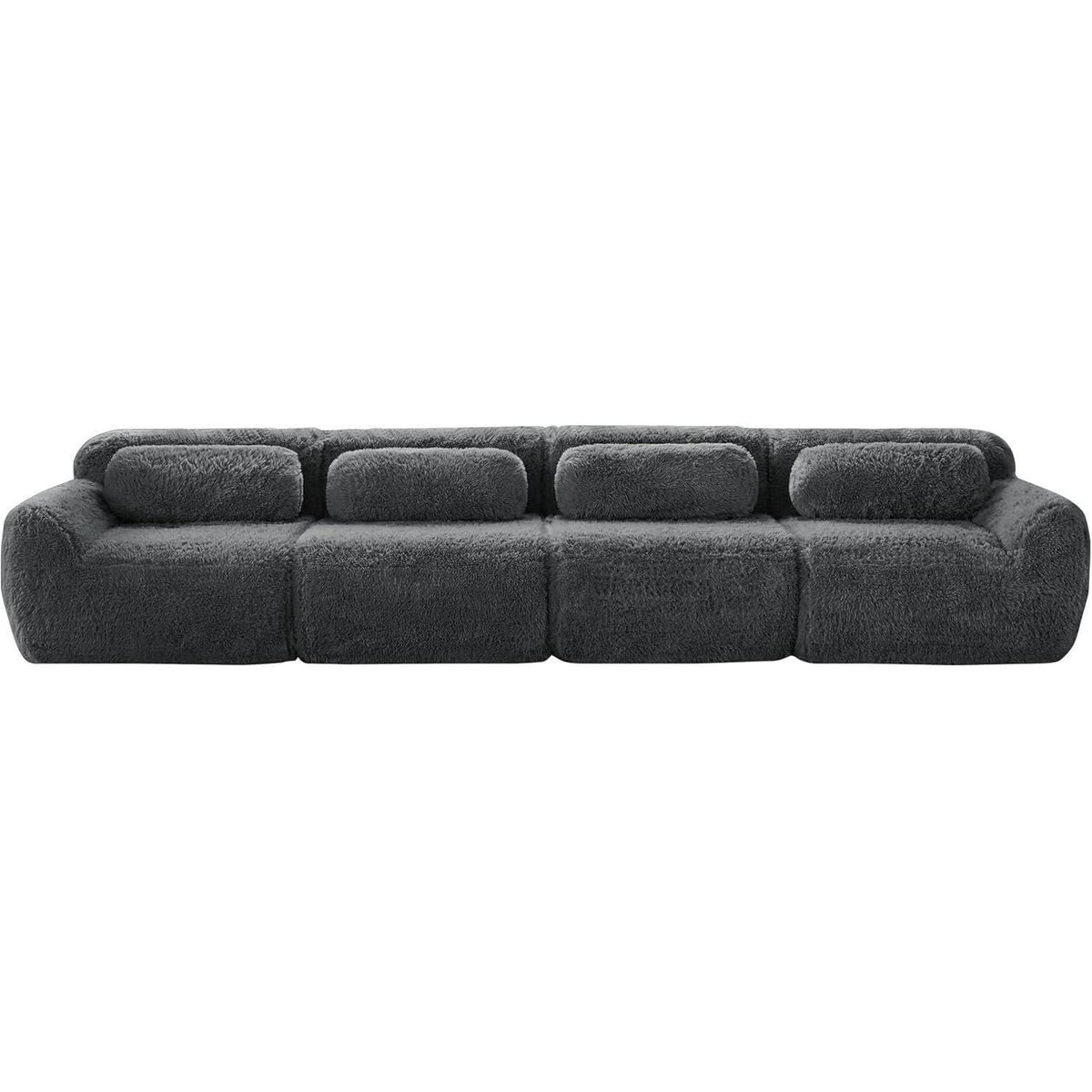 4-Sitzer Sofa Grau | Modulares Design, Kein Aufbau, Plüschstoff