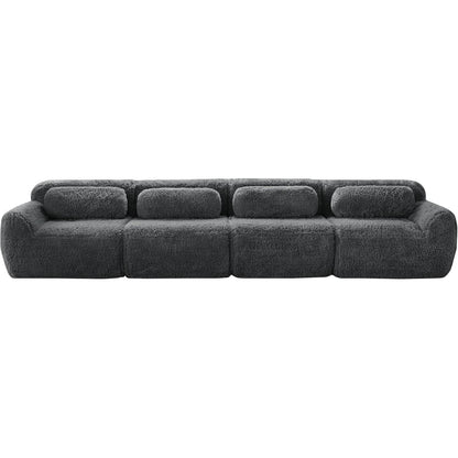 4-Sitzer Sofa Grau | Modulares Design, Kein Aufbau, Plüschstoff