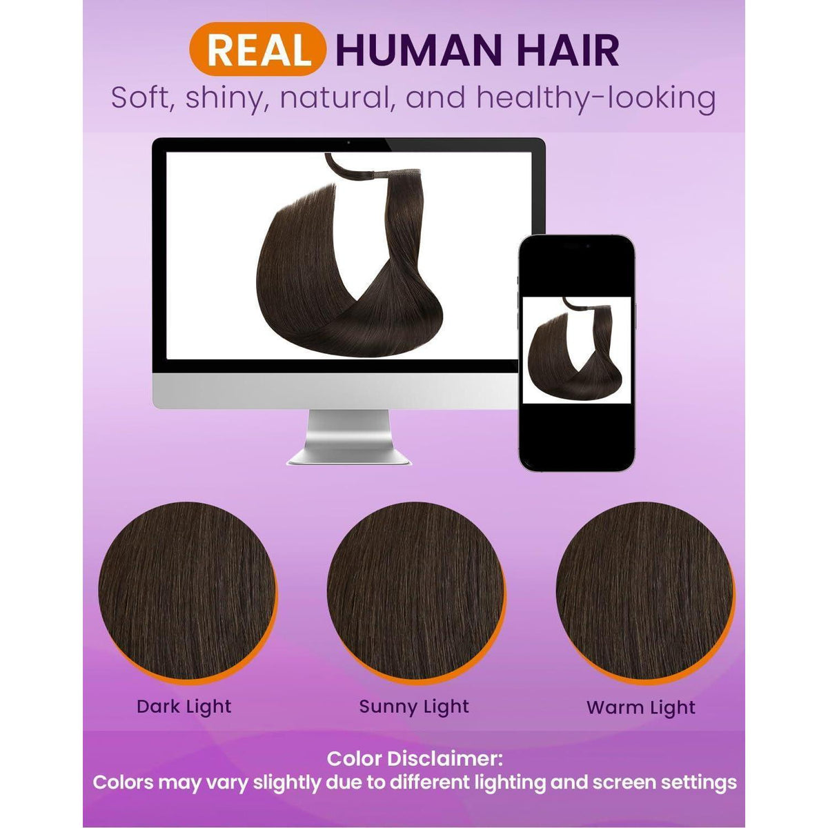 Braune Clip-in Haarverlängerung Echthaar – 40cm, 80g