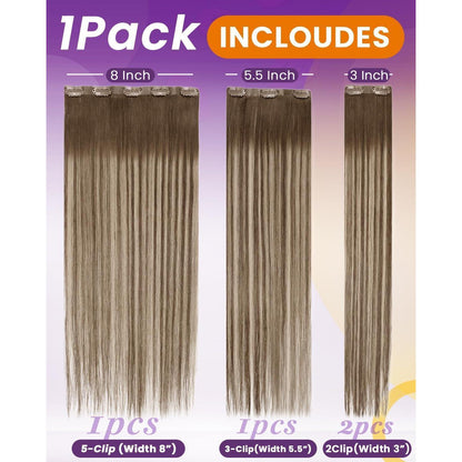 Echthaar Clip-Ins Braun 50cm – Volumenset #8/16/8