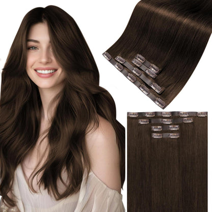 Echthaar Clip-in Extensions Braun – Nahtlos & Unsichtbar