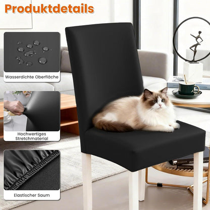 PU Stuhlhülsen 6er Set – Schwarz, Wasserabweisend & Elastisch