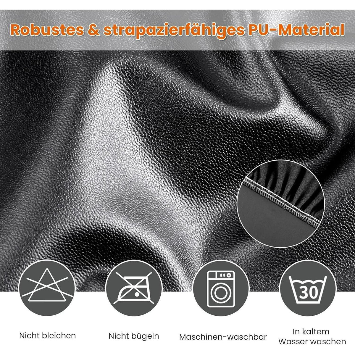 PU Stuhlhülsen 6er Set – Schwarz, Wasserabweisend & Elastisch