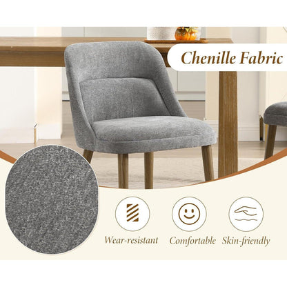 Retro Esszimmerstühle Grau, 4er Set mit Chenille-Bezug