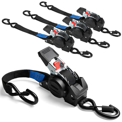 Selbstaufrollende Spanngurte 3m – 4er Set für Anhänger & Motorrad
