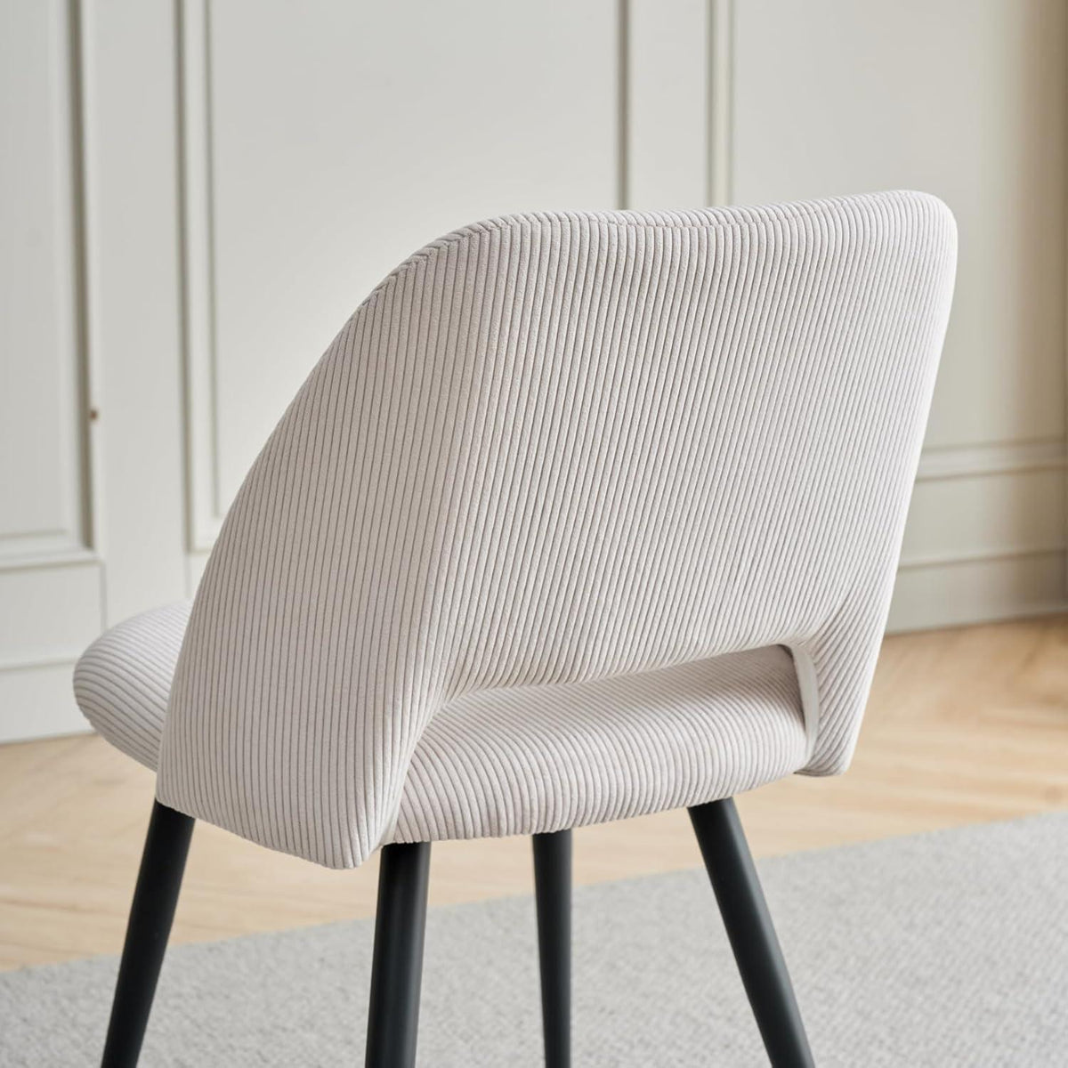 2er-Set Esszimmerstühle mit Cordbezug, Beige