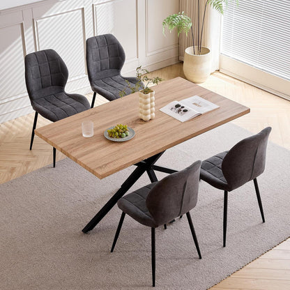 Essgruppe Holz 140x78cm mit 4 Grau Stühlen