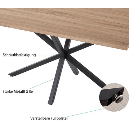 Essgruppe Holz 140x78cm mit 4 Grau Stühlen