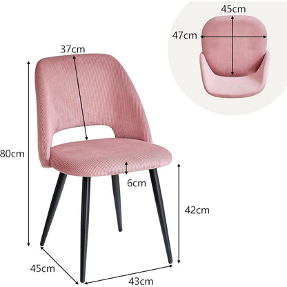 4er-Set Esszimmerstühle mit Cordbezug, Rosa