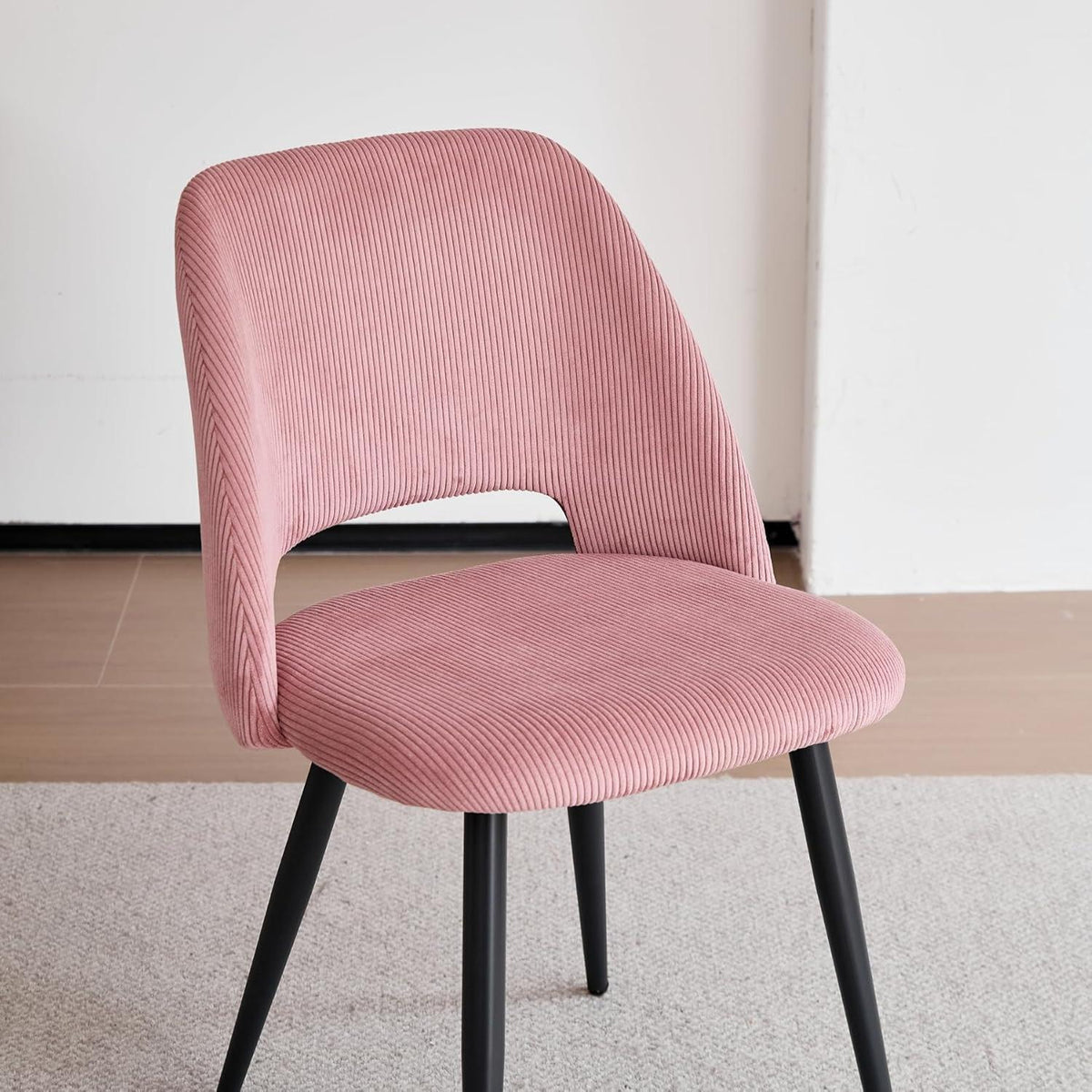 4er-Set Esszimmerstühle mit Cordbezug, Rosa