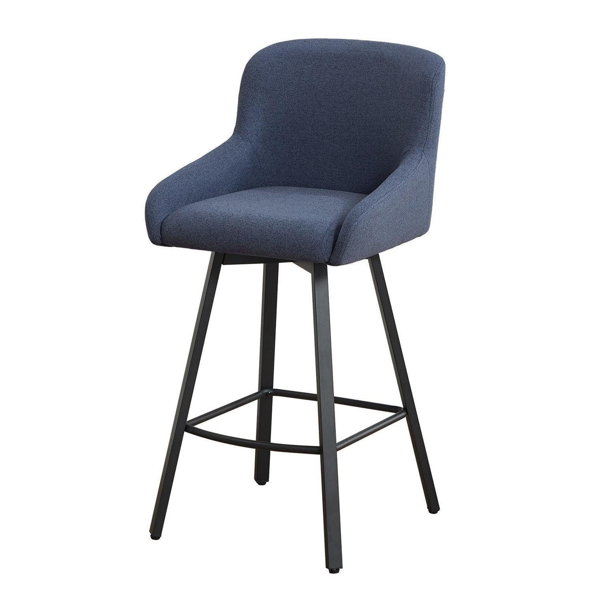 360° Drehstuhl Barhocker blau mit Fußstütze & hoher Lehne