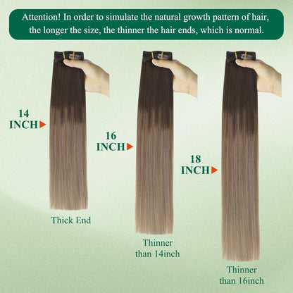 Clip-In Echthaar Extensions Braun Ombre 35cm – Remy Haar