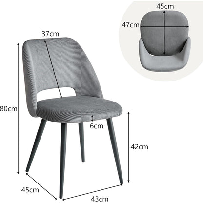 6 Esszimmerstühle Grau mit Cordbezug & Metallbeinen