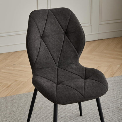 6 Esszimmerstühle Leinen-Diamantgewebe, Schwarz