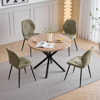2er-Set Esszimmerstühle Leinen Grün, Gepolstert & Komfortabel