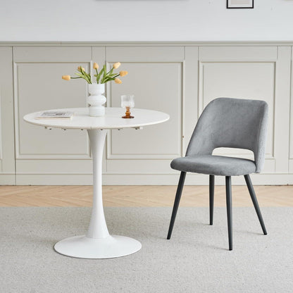 2er-Set Esszimmerstühle Grau, Cordbezug & Metallbeine