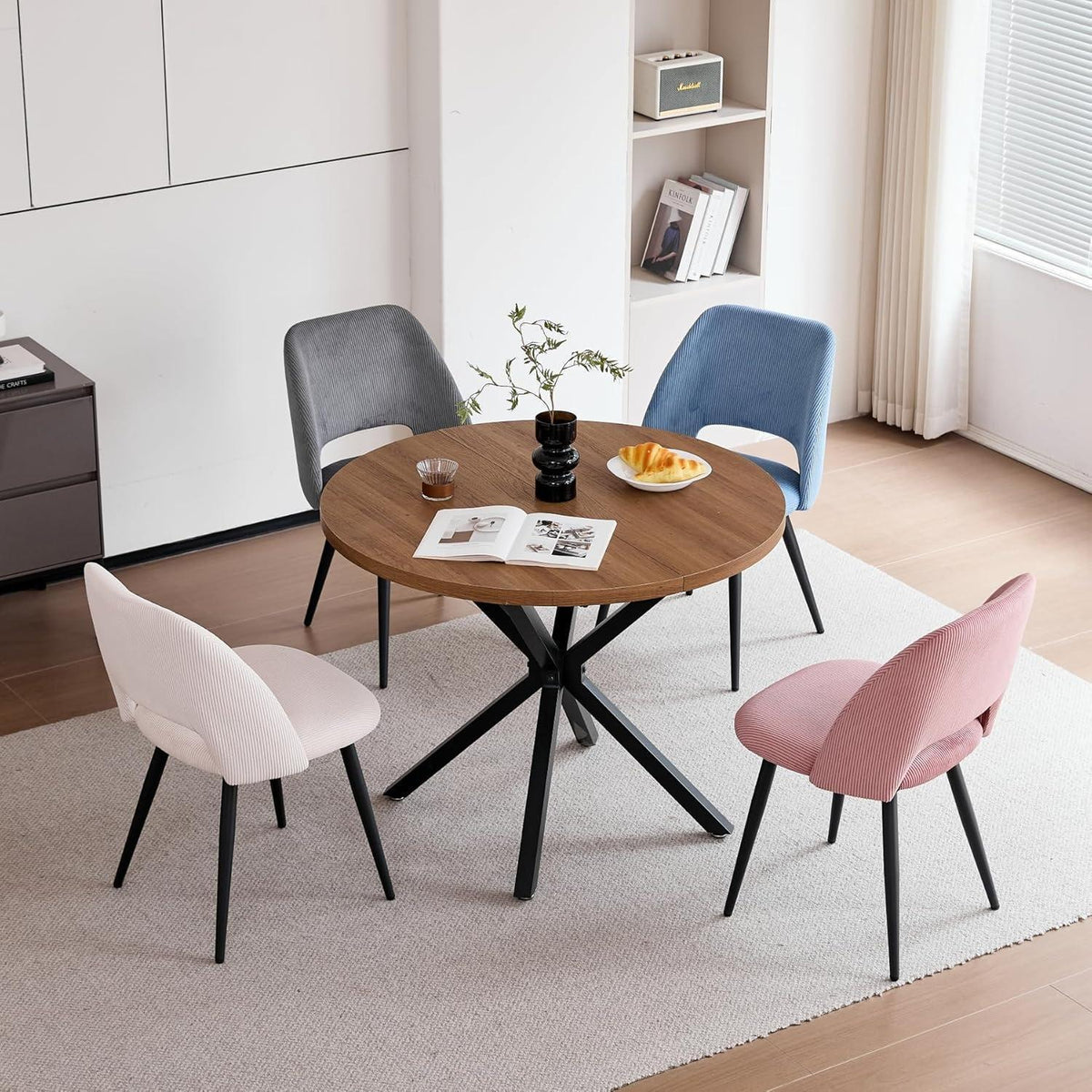 8 Esszimmerstühle mit Cordbezug & Metallbeinen – Modern & Bequem