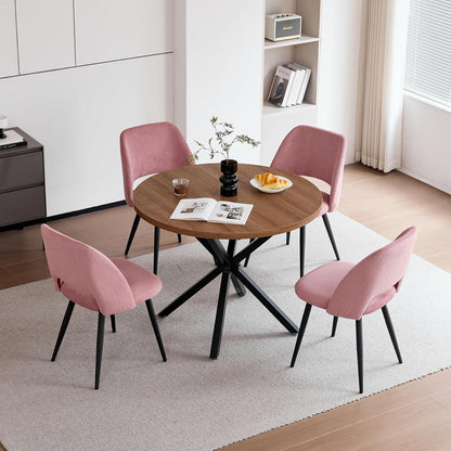 6 Esszimmerstühle mit Cordbezug, Rosa – Bequemer Sitz