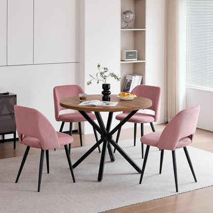 6 Esszimmerstühle mit Cordbezug, Rosa – Bequemer Sitz