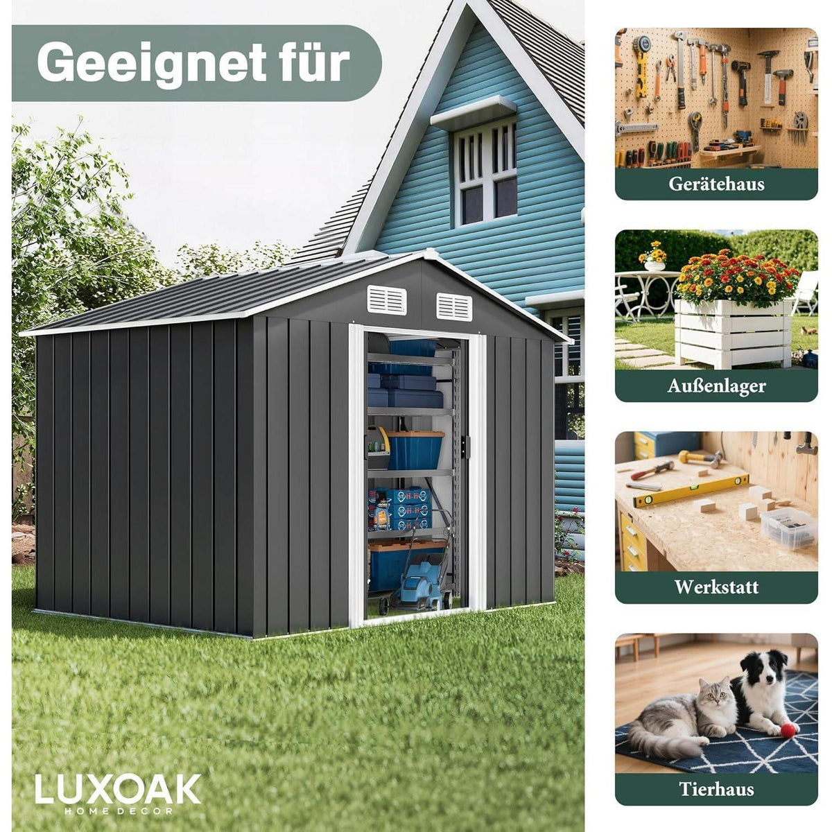 Metall Gerätehaus 196x132cm – Schiebetür & Wetterfest