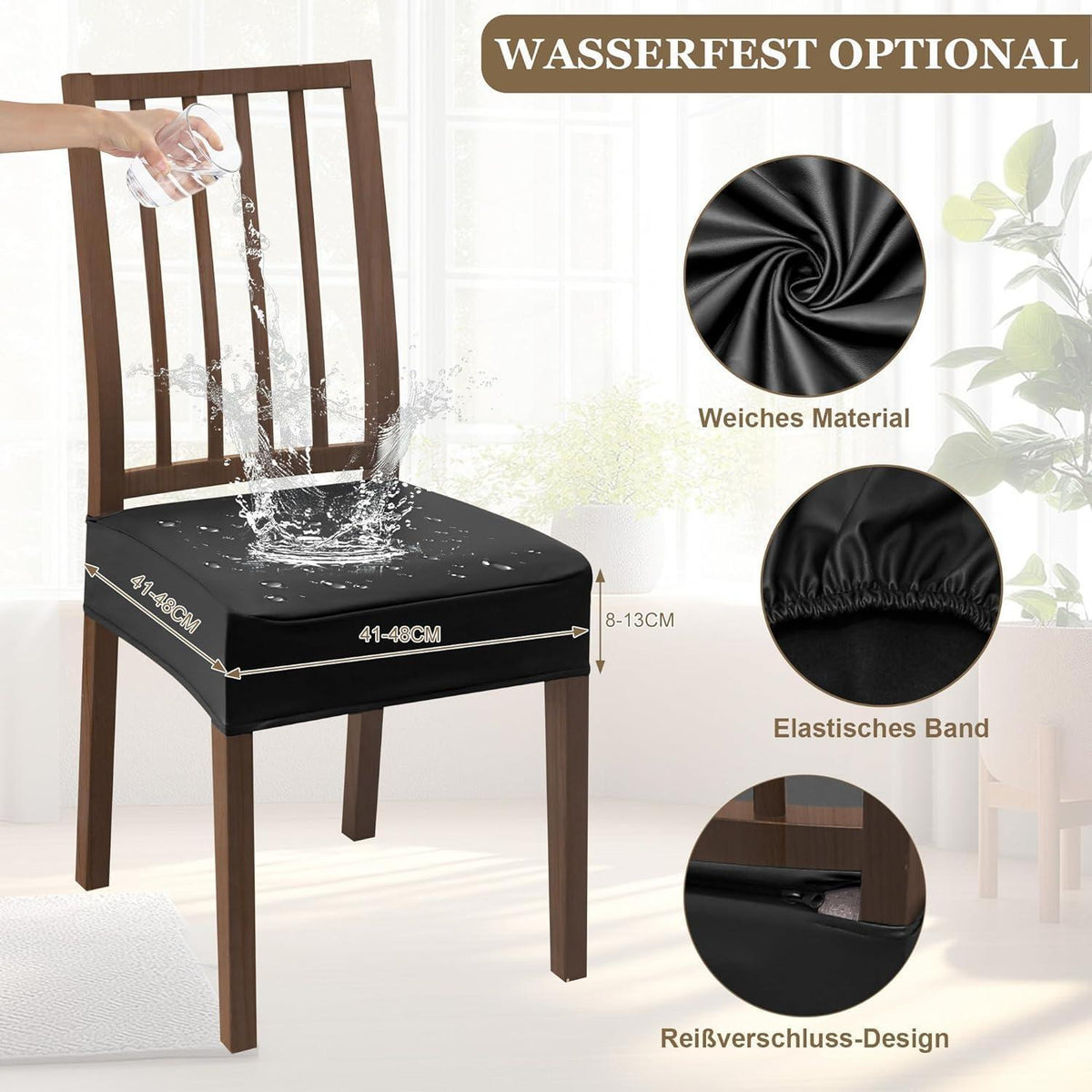 Wasserdichter Stuhlbezug Stretch Schwarz – Schutz für Stühle & Sessel