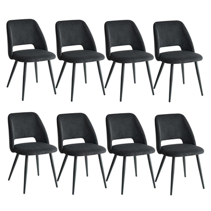 8 Esszimmerstühle mit Cordbezug & Metallbeinen Schwarz