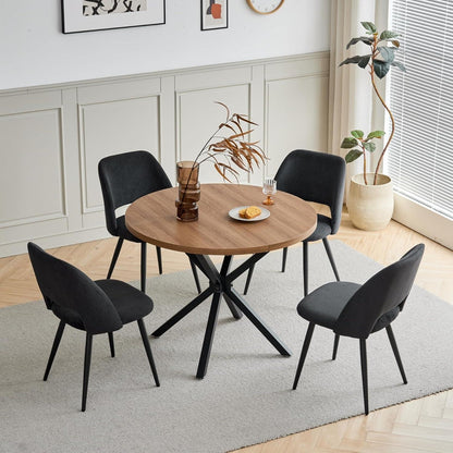 8 Esszimmerstühle mit Cordbezug & Metallbeinen Schwarz
