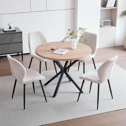 2 Esszimmerstühle Leinen Beige, Metallbeine & Komfortkissen