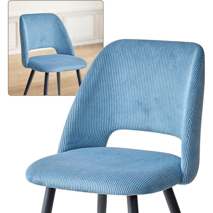 6 Esszimmerstühle mit Cordbezug, Blau – Bequemer Sitz