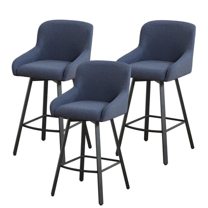 360° Drehstuhl Barhocker Set Blau – 3er Pack mit Fußstütze