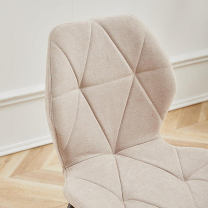 2er-Set Esszimmerstühle Leinenstoff, Beige, Gepolstert & Komfortabel