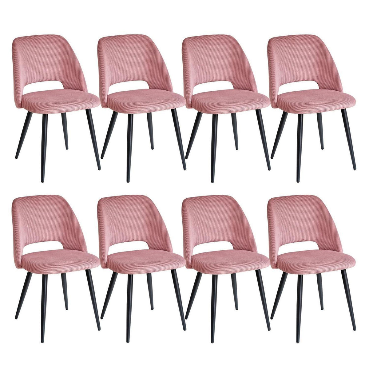 8 Esszimmerstühle mit Cordbezug, Rosa – Bequemer Sitz