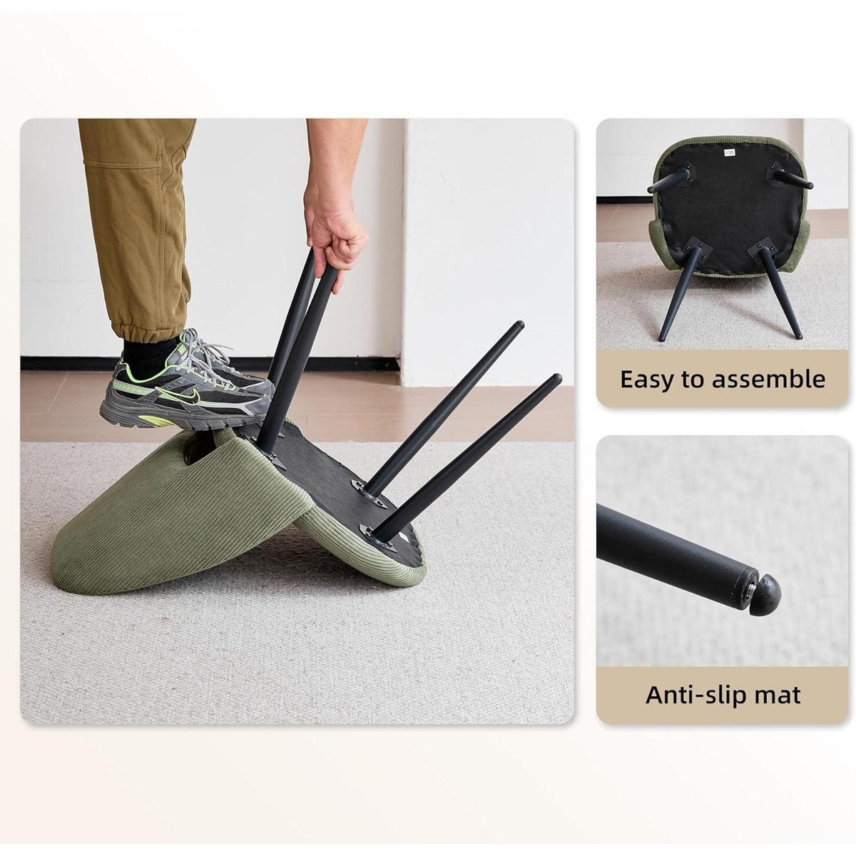 6 Esszimmerstühle mit Cordbezug, Grün – Bequeme Sitzgelegenheiten