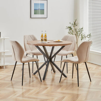 6 Esszimmerstühle Leinen-Diamant Beige, Gepolstert & Komfortabel