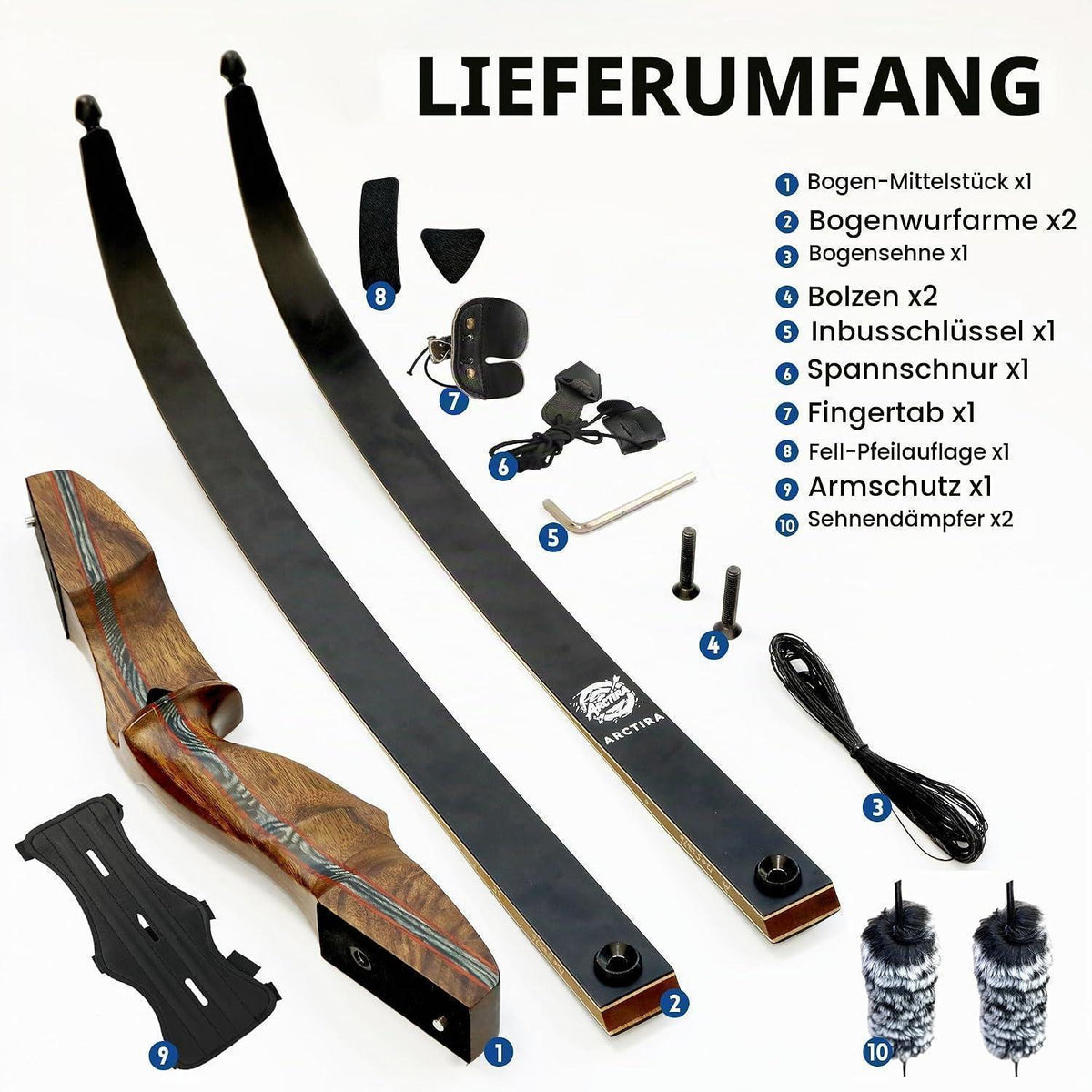 Recurve Bogen Takedown 40lb – Traditioneller Jagdbogen Set für Erwachsene