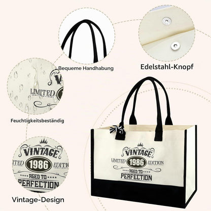 40. Geburtstag Geschenkset Vintage 1986 Canvas Tasche & Kosmetiktasche