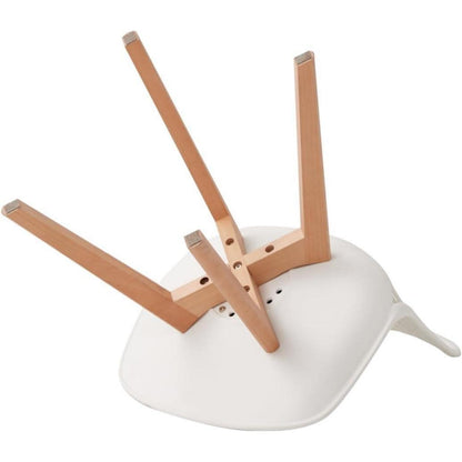 Esszimmerstuhl Set 4er-Pack, Weiß, Netzrückenlehne & Holzbeine