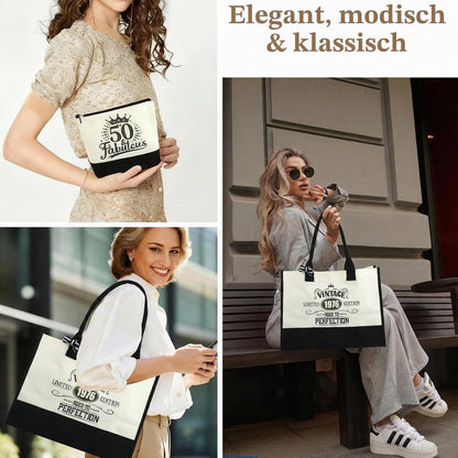 50. Geburtstag Geschenkset Vintage 1976 Canvas Tasche & Kosmetiktasche
