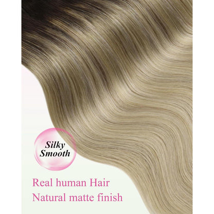 Echthaar Tape Extensions Dunkelbraun Ombre 60 cm