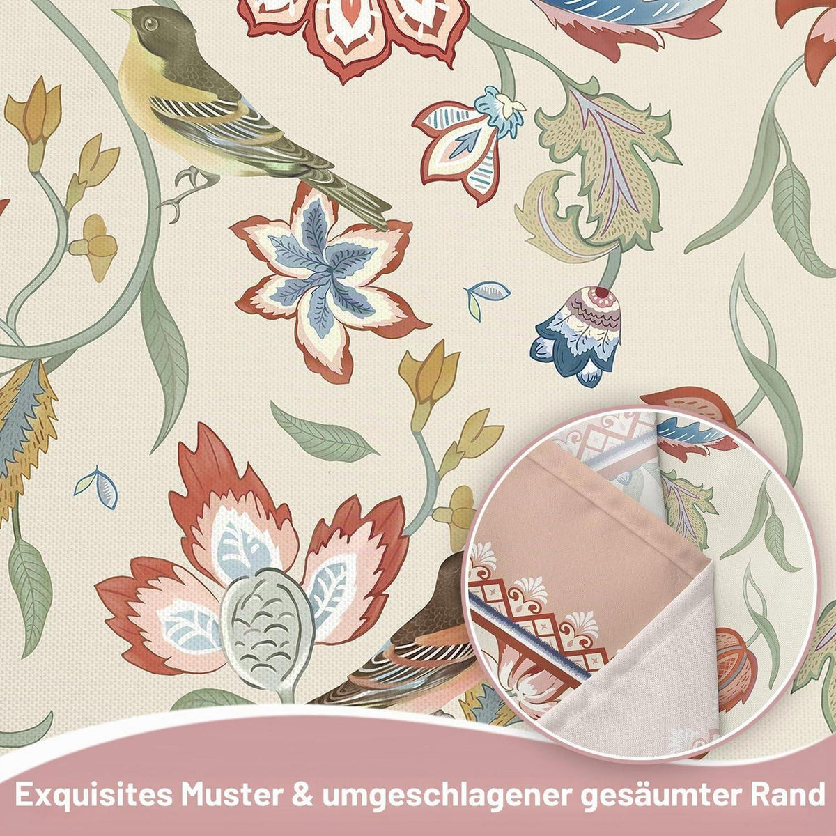 Blumentischdecke Frühling Sommer 140x180cm Rosa Vögel