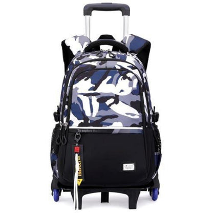 Schulrucksack mit Rollen für Jungen – Blau-Tarn, Höhenverstellbar