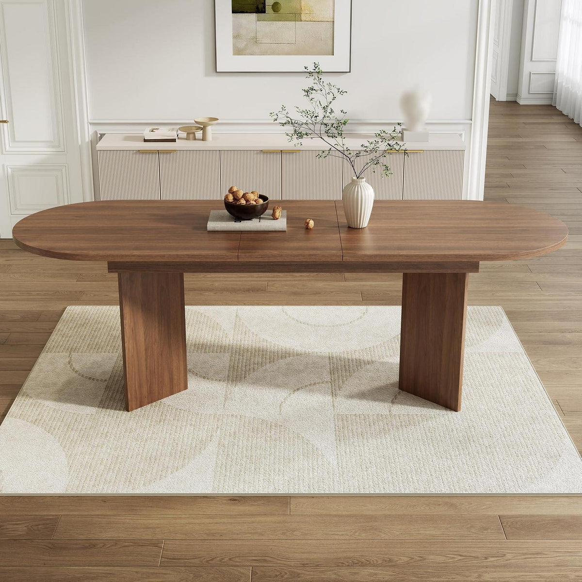 Ausziehbarer Esstisch Holz 160-200 x 90 cm Nussbaum